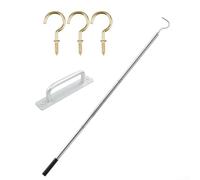 Hasaller Échelle de grenier rétractable avec tiges en acier inoxydable, poignée en alliage d'aluminium et crochets pour accès au grenier et au garage, design peu encombrant pour projet d'amélioration