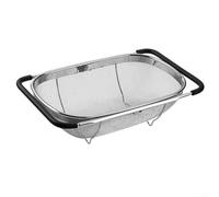 Hasaller Égouttoir à vaisselle extensible en acier inoxydable pour évier de cuisine avec côtés télescopiques de 10 cm à 55,5 cm réglable pour fruits et légumes Argenté