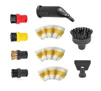 Hasaller Ensemble d'accessoires pour nettoyeur vapeur Karcher SC1 SC2 SC3 SC4 SC5 comprenant une grande brosse ronde, des brosses rondes compactes, une buse d'extension, des housses en microfibre et