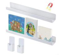 Hasaller Étagère magnétique en acrylique avec aimant puissant pouvant supporter jusqu'à 4 kg Acrylique épais pour salle de classe ou organisation à la maison Comprend deux supports (blanc)