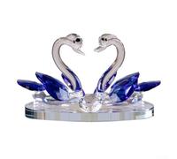 Hasaller For Crystal - Ornements décoratifs en forme de cygne double en cristal - Statuette de cygne en verre - Centre de table pour couple - Figurines d'animaux de collection (bleu)