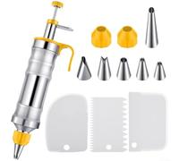Hasaller G-un - Ensemble de décoration de gâteaux G-un - Machine à glaçage - Outils de cuisson avec machine à churro, 6 embouts de douille, 3 grattoirs et 2 coupleurs (jaune)