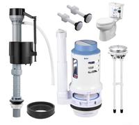 Hasaller Kit de réparation de réservoir de toilettes de 7,6 cm avec entrée d'eau et vannes de vidange 48 mm Boulons de fixation et tampon d'installation pour remplacement complet du mécanisme de