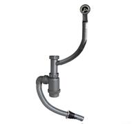 Hasaller Kit de tuyau de vidange d'évier de cuisine avec trop-plein en caoutchouc flexible en plastique et acier inoxydable pour salle de bain, baignoire, salon, raccord de plomberie étanche et