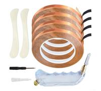 Hasaller Kit d'outils de coupe de verre avec ruban adhésif doublé en feuille de cuivre pour travaux manuels sur vitrail 4 rouleaux de 30 m chacun 1,9 cm de large Dos noir Comprend un cutter pistolet
