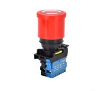 Hasaller LA36M Exigent Bouton d'arrêt 22 mm Bouton poussoir E-Stop avec tête champignon autobloquante LED rouge pour machines de panneau de commande industriel 12 V à 24 V AC DC (A)
