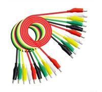Hasaller Lot de 10 pinces crocodiles à pince crocodile à double extrémité, 5 couleurs, longueur 500 mm, mâchoire de 10 mm, clip de 40 mm, conducteur en cuivre, isolation PVC, prototypage électrique de