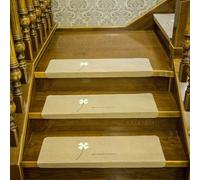 Hasaller Lot de 10 tapis d'escalier antidérapants phosphorescents pour marches en bois avec ruban adhésif réutilisable pour enfants, personnes âgées, animaux domestiques (70 x 22 x 4,5 cm, beige
