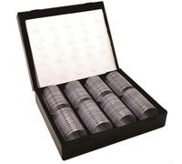 Hasaller Lot de 100 porte-pièces en plastique transparent de 46 mm avec joints d'anneau assortis pour collection de pièces de monnaie et boîte de rangement de protection incluse