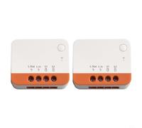 Hasaller Lot de 2 modules de relais intelligents MINI-L2 sans fil neutre 2 voies 1 gang WiFi interrupteur minuteur scène commande vocale pour feux d'escalier, synchronisation 220 V 6 A 1000 W 54 x 45