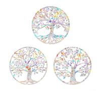 Hasaller Lot de 3 autocollants de fenêtre arc-en-ciel en forme d'arbre de vie statiques en plastique réutilisables, anti-collision, non adhésifs, attrape-soleil, décoration prismatique pour dissuader