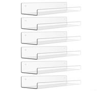 Hasaller Lot de 6 étagères murales flottantes transparentes en acrylique de 38,1 cm pour chambre à coucher, salon, salle de bain, cuisine, rangement et décoration d'intérieur moderne avec bords lisses