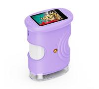 Hasaller Microscope numérique à grossissement 1000x rechargeable, avec résolution 4K, appareil photo 2 MP, 8 lumières LED, écran IPS de 5,1 cm pour l'apprentissage des sciences (violet)