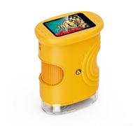 Hasaller Microscope numérique à grossissement 1000x rechargeable, avec résolution 4K, appareil photo 2 MP, 8 lumières LED, écran IPS de 5,1 cm pour l'apprentissage des sciences (orange)