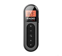 Hasaller Mini radio numérique portable, FM (76-108 MHz), noir, écran LED, alimentée par piles, auxiliaire, compatible casque