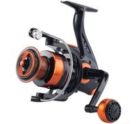 Hasaller Moulinet de pêche pliable en un clic en métal avec rapport de vitesse 5.2:1 pour l'eau salée longue coulée avec bobine en métal et poignée en caoutchouc souple orange (OW5000)
