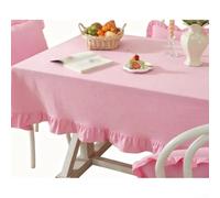 Hasaller Nappe de table vichy 140 x 140 cm en coton à bords volantés lavable pour salle à manger, fête, mariage, cuisine, bleu, jaune, rose, blanc (rose pur)