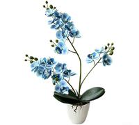 Hasaller Orchidée phalaenopsis artificielle en pot, 46 cm, réaliste, 2 branches, 21 fleurs artificielles en soie dans un pot pour la maison, une fête de mariage, un centre de table, accessoires de