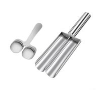 Hasaller Outil de fabrication de boulettes de viande avec grattoir en acier inoxydable 304 pour boulettes de bœuf, poulet et légumes, gadget de cuisine pour façonner et nettoyer facilement, argent (2)