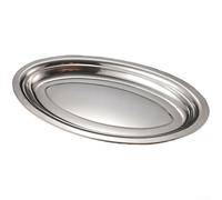 Hasaller Plat de service ovale en acier inoxydable pour pâtes et rôtis - Miroir poli - Base antidérapante - Argenté - 30,5 cm