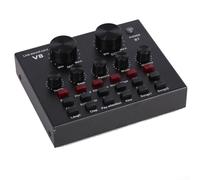 Hasaller Table de mixage audio USB - Contrôleur d'effet sonore USB - Moniteur de système audio PC - Interface audio DJ - Contrôleur de son en direct (V8-Mono carte son)