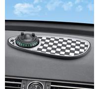 Hasaller Tapis antidérapant pour tableau de bord de voiture avec support de téléphone à 360 degrés et plaque d'immatriculation mobile pour contact de stationnement temporaire (noir et blanc)