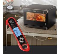 Hasaller Thermomètre à viande numérique pour la cuisson avec longue sonde 2-3 secondes lecture rapide double capteurs de qualité alimentaire en acier inoxydable 304 LCD rétroéclairé fonction alarme