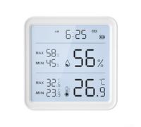 Hasaller Tuya Thermomètre hygromètre numérique pour capteur d'humidité et de température intérieure avec contrôle à distance WiFi et commande vocale pour Alexa et Google Assistant Blanc
