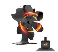 Hasaller Ventilateur de poêle à 6 lames en forme de lotus pour cheminées, moteur thermoélectrique alimenté par la chaleur avec fonctionnement silencieux ≤ 25 dB, répartition efficace de la chaleur et