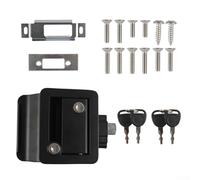 Hasaller Verrou de porte d'entrée en alliage de zinc noir avec poignée de loquet et pêne dormant pour portes de camping-car et de remorque, haute universalité pour remplacement de porte de camping-car