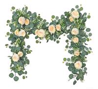 Hasaller Vigne d'eucalyptus artificielle avec fleurs de pivoine - Décoration murale pour maison, tuyau - 180 cm de long - Guirlande florale en plastique pour salon, chambre à coucher, chambre d'enfant