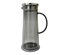 HASAYAKI Picher en verre noir avec couvercle, carafe avec tapis, carafe de 1,5 l pour thé glacé, eau chaude et froide, jus, lait, vin, café et plus encore
