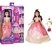 Hasbro Disney Princess Life poupée Mannequin Belle, 10 Combinaisons de Tenues, dès 3 Ans F4625 Multicolore Inclut poupée, robe, 2 jupes, diadème, rose, sac à main et chaussures