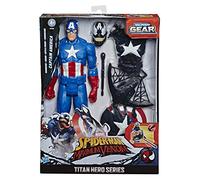 Hasbro E8683 Spider-Man Maximum Venom Titan Hero Venom Captain America avec Démarreur Projecteur 6 Accessoires à partir de 4 ans