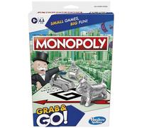 MONOPOLY Hasbro Gaming Grab and Go, Jeu de stratégie Portable pour Enfants de 8 Ans et Plus, pour 2 à 4 Joueurs, Jeux familiaux et festifs, idée de Cadeau de Noël et d'anniversaire Amusant pour