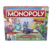 Hasbro Gaming Monopoly Jeu de société junior, plateau de jeu double face, 2 jeux en 1, jeu Monopoly pour les jeunes enfants de 4 ans et plus, jeux pour enfants de 2 à 6 joueurs (F8562)