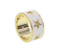 Hasdnker Bagues Bague Bijoux Femme Hommes Bague De Fiançailles en Émail Blanc, Faite À La Main, Couleur Or, Étoile, pour Femmes Et Hommes, Bijoux De Fête, 8 Couleurs Or