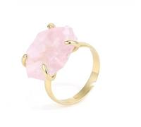 Hasdnker Bagues Bague Bijoux Femme Hommes Bague en Cristal Irrégulier De Luxe Couleur Or Arc-en-Ciel, Pierre Blanche, Ajustable, Bijoux De Saint-Valentin, Quartz Rose