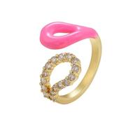 Hasdnker Bagues Bague Bijoux Femme Hommes Bague en Émail Couleur Or Fluo avec Tête De Serpent pour Femme, Anneau D'Ouverture en Cristal, Bijoux De Fête Tendance pour Femme Goldrosered