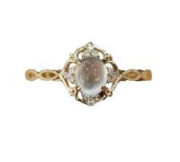 Hasdnker Bagues Bague Bijoux Femme Hommes Bague en Pierre De Lune Naturelle Couleur Or avec Œil De Chat pour Femme, Design Géométrique De Luxe, Ouvert Et Réglable, Bijoux Tendance