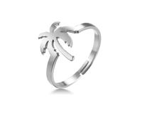 Hasdnker Bagues Bague Bijoux Femme Hommes Bague Palmier pour Femme, Couleur Or, Ajustable, Bijou De Fête, 1-Silversteel