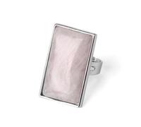 Hasdnker Bagues Bague Bijoux Femme Hommes Bague Rectangulaire en Pierres Naturelles, Couleur Argent, Ajustable, Cristal De Guérison, Quartz Rose, Bijoux Tendance pour Femmes