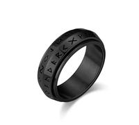 Hasdnker Bagues Bague Bijoux Femme Hommes Bague Rotative Viking Runes 8 Mm pour Homme Taille 7-13 12 Noir