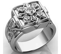 Hasdnker Bagues Bague Bijoux Femme Hommes Bague Unique en Forme De Croix Ouverte avec Petit Médaillon Secret pour Homme, Bague De Fiançailles, De Mariage, De Mode, 12 Argent