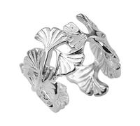 Hasdnker Bagues Bague Bijoux Femme Hommes Bagues en Argent avec Motif Ginkgo Biloba pour Femme, Bijoux Vintage, Idéal pour Mariage Ou Fiançailles