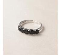 Hasdnker Bagues Bague Bijoux Femme Hommes Bagues en Pierre Noire Punk Simple Couleur Argent pour Femmes, Géométriques, Mode, Ouvertes, Réglables, Faites À La Main, Bijoux De Fête, Anti-Alle