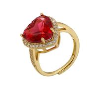 Hasdnker Bagues Bague Bijoux Femme Hommes Bagues pour Femmes en Forme De Cœur avec Feuilles Tombées Et Anneaux Ouverts pour Femmes, Bagues en Zircone Cubique À La Mode, Bijoux Dorés Et Rouges