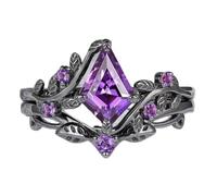 Hasdnker Bagues Bague Bijoux Femme Hommes Lot De 2 Bagues Gothiques en Oxyde De Zirconium De Forme Irrégulière, Bagues De Couple Violettes Empilables, Bagues Noires, Bijoux 9 Violets