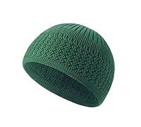 Hasdnker Casquettes Bonnets Chapeaux Bonnet Tricoté Bonnet Chapeau Casquette Musulmane Tendance pour l'hiver, Chapeau Tricoté Chaud pour Mosquée, Homme Et Femme, Vert Foncé