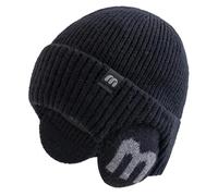 Hasdnker Casquettes Bonnets Chapeaux Bonnet Tricoté Bonnet Chapeau Unisex Winter Hat Fashion M Letter Beanie Hats for Men & Women Warm Ski Knitted Hat Sports Earflap Cap 55Cm-60Cm Black